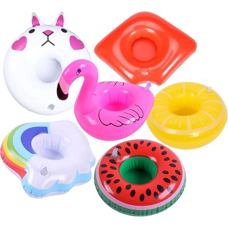 Lot de 6 Porte Gobelet Gonflable, Porte Gobelet Piscine, Portes Boissons Piscine Gonflable, pour Fêtes Estivales (1/5)