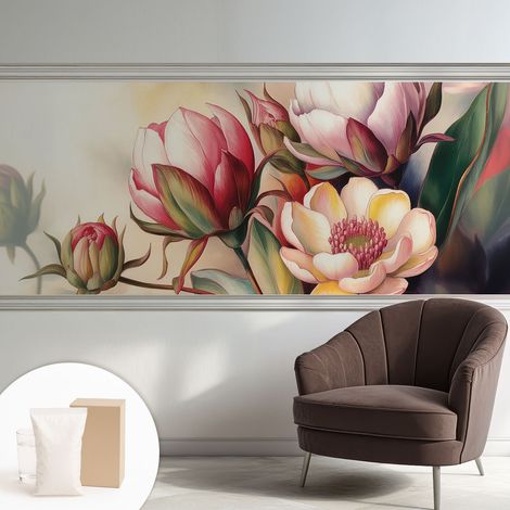 Papier peint décoratif avec colle pour salon, chambre à coucher et bureau – Design moderne et facile à poser Bouquet de fleurs 250x104 cm (1/5)