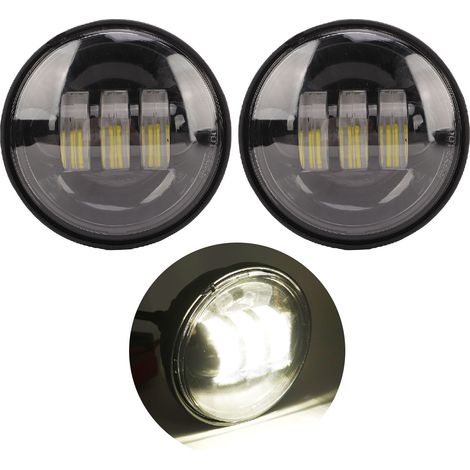 Zwei schwarze 4,5-Zoll-LED-Nebelscheinwerfer (10-32V) und zusätzliche Frontscheinwerfer für Motorrad-Nebelscheinwerfer. (1/5)