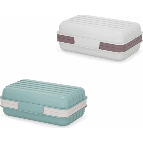 2 Pièces Boîte à Savon avec Couvercle, Boîte à Savon Voyage Portable, avec Plateau d’Égouttage, Porte Savon Voyage Étanche et Antifuite pour Douche et Extérieur (Vert et Blanc)