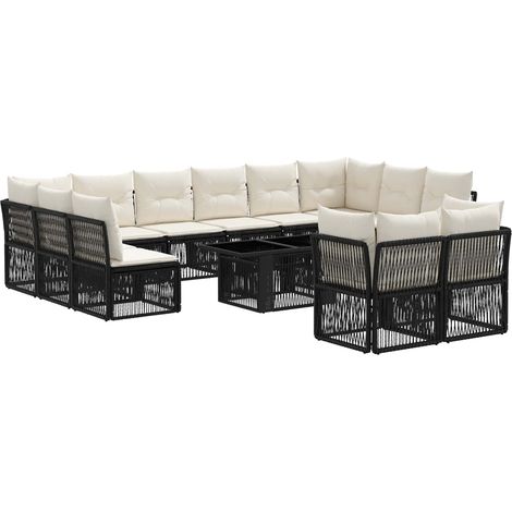 Conjunto de sofás de jardín 13 uds. Negro ratán sintético vidaXL (1/5)