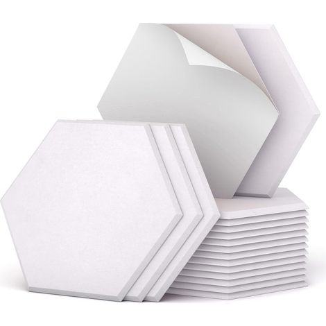 Panneaux acoustiques hexagonaux pour stus, bureaux et maisons, 18 panneaux, 30 x 26 x 1 cm, blanc (1/5)
