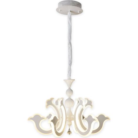 Lustre Couronne LED Suspension Moderne en Métal Blanc pour Dressing et Salon Ø 66 cm - PANGIVO (1/5)