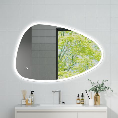 OCEAN Specchio da bagno con LED 120x80cm,3 colori,Dimmerabile, Antiappannamento,Memoria,IP44, Vetro HD,Doppio interruttore,Orizzontale/Verticale (1/5)