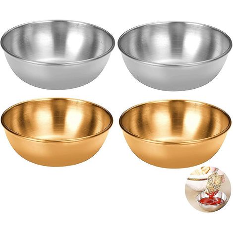 4-teiliges Set runder Mini-Schüsseln aus Edelstahl für den Haushalt, ideal zum Würzen (gold) (4-dw)-color 2
