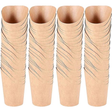 Lot de 100 gobelets jetables en papier kraft pour desserts à emporter, gâteaux, gaufres, frites, chips et autres snacks, 300 ml (marron) (1/5)