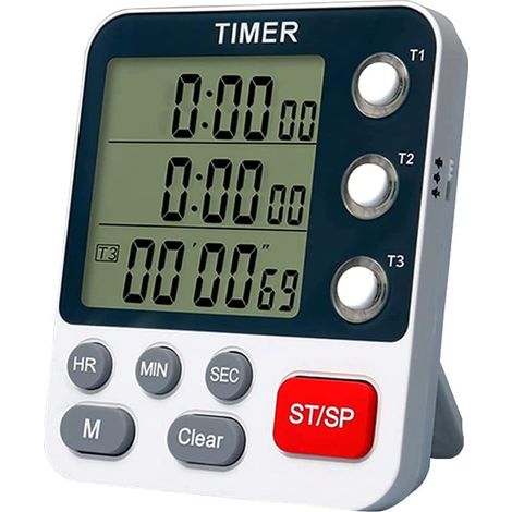 Digital Dual Kitchen Timer,3 Channels Count UP/Down Timer,Cooking Timer,Large Display,Loud Volume Alarm and Flashing (1/5)
