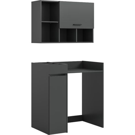 Free Waschmaschinenschrank 1 Klappentür, 1 Schublade, 9 Regale Anthrazit.