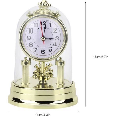 Horloge De Table - Style Rétro Européen - Silencieuse - Dorée - 11 X 17 Cm - Plastique - 1 Pièce (1/4)