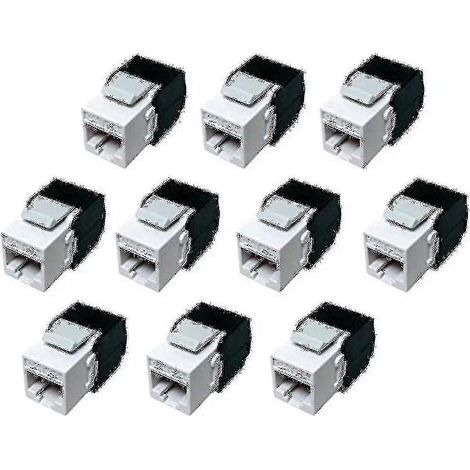 Lot de 10 prises RJ45 Cat6a - Compatible Cat6 - Installation sans outil à 180° - Prise murale Ethernet - Réseau Cat6a (1/5)