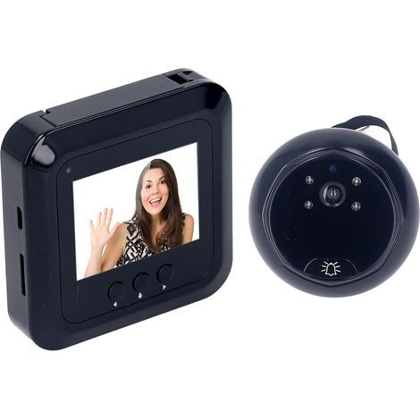 Sonnette vidéo avec judas de 6,1 cm (2,4 pouces), 0,3 MP, grand angle de 120°, visionneuse de porte numérique HD pour la maison et les dortoirs.