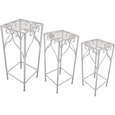 Fioriere piccola media grande da esterno in acciaio bianco antico set 3 pezzi Floreal