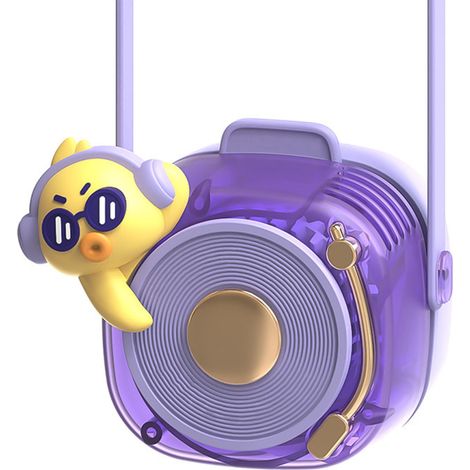 Ventilateur de cou sans pale rechargeable USB 3 vitesses réglable portable à porter suspendu pour extérieur violet (1/5)