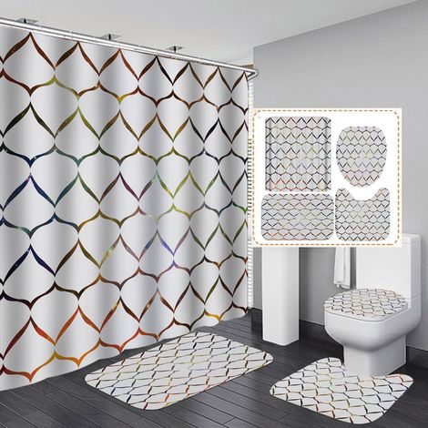 Rideau de Douche avec Tapis de Bain Assortis, Ensemble Complet pour Salle de Bain (1/5)