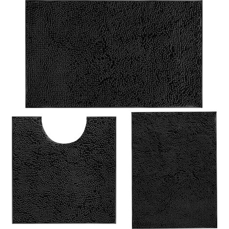 Ensemble 3 Pièces Tapis De Bain, Chenille Absorbante, Base Antidérapante, Pour Salle De Bain (1/5)