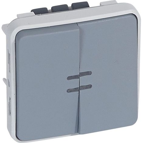 Legrand 069519 Interruptor o va y viene + pulsador inversor luminoso Plexo componible gris