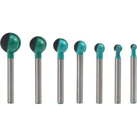 Set of 7 round shank wood router bits, 6mm, 6/8/10/12/14/16/19mm, for grooving (1/4)