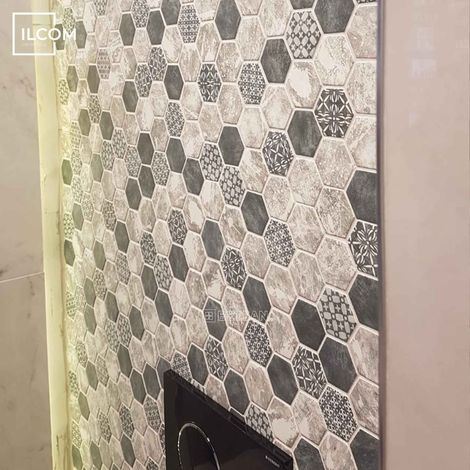 Ilcom pressglasmosaik für Schwimmbäder, Badezimmer und Saunen 52cm x 34cm (0.166m²) - Hexa olden mat (1/5)