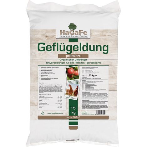 HaGaFe Hühnerdung Geflügeldung Hühnermist Geflügelmist Volldünger Gartendünger 15kg (1 x 15 kg) (1/3)