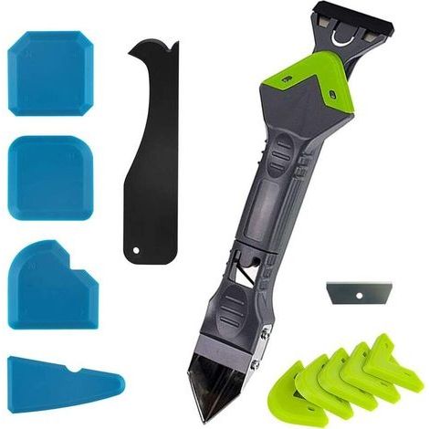Lisseur Joint Silicone, Nouvelle Mise à Niveau grattoir d'angle de Colle de Verre de calfeutrage, grattoir de coulis d'outil de Finition de Mastic de Silicone 11 Pièces Set (1/5)