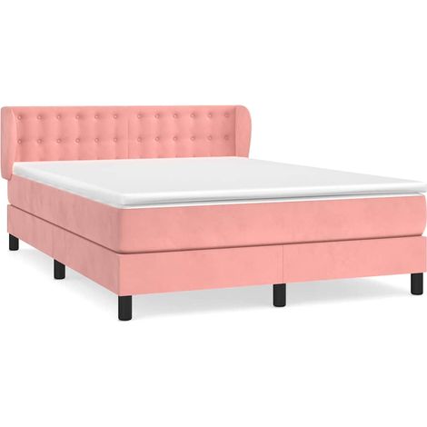 Maison Exclusive - Giroletto a Molle con Materasso Rosa 140x190 cm in Velluto (1/5)