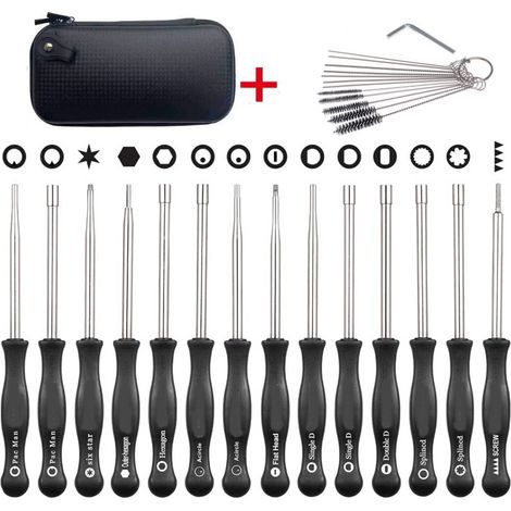 14-teiliges Vergaser-Einstellschraubendreher-Set mit schwarzem Etui und Bürste, kompatibel mit Rasenmähern (1/5)