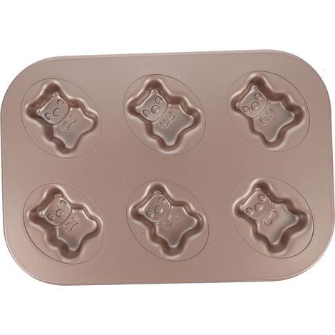 Moule à Gâteaux Cartoon Acier Antiadhésif Muffins Cavités Ours Doré pour Pâtisserie Maison Biscuits et Desserts - (1/5)
