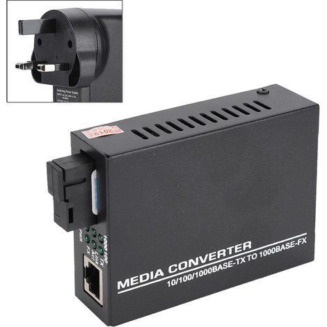 Convertisseur Fibre Optique Monomode 1000Mbps, Émetteur-Récepteur Ethernet RJ45 vers SC, Alimentation 100-240V avec Prise UK (1/5)