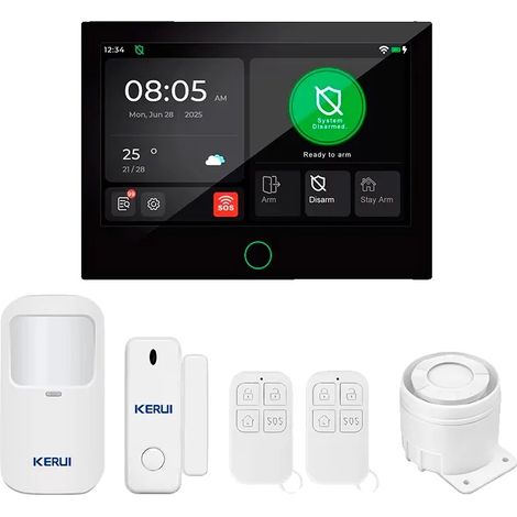 Sistema de alarma para el hogar, pantalla táctil de 7 pulgadas, conectividad inalámbrica, alarma doméstica 1, enchufe europeo (UE-a). (1/2)