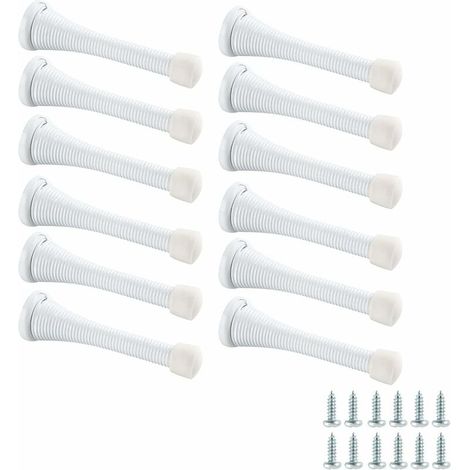 Lot de 12 butées de porte à ressort - blanc