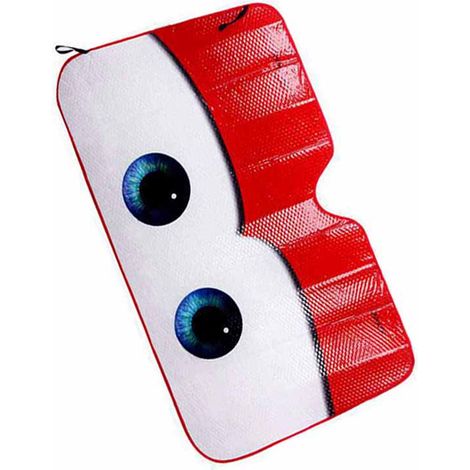 Pare-soleil de pare-brise de voiture avec yeux de dessin animé, protection solaire pliable, bloque la chaleur et les rayons UV (1/5)