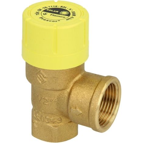 Soupape de sécurité 6 bar solaire 1/2’’ FF x 3/4’’ FF sortie