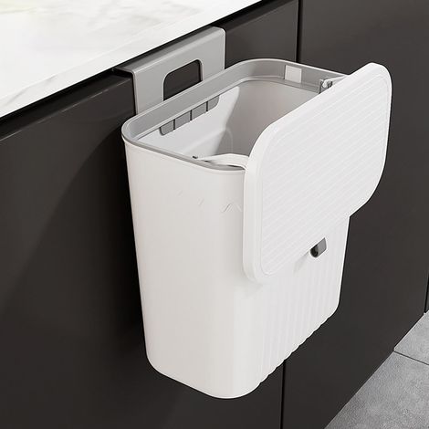 Poubelle Suspendue Cuisine avec Couvrecle, Murale pour Portes d'Armoires et Salle de Bain, 27 x 13 x 29 cm (1/5)