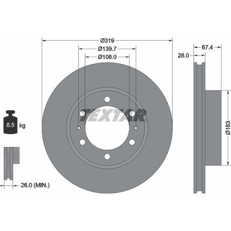Lot de 2 Disques de frein Textar 92274903 TOYOTA 435120K090 435120K140