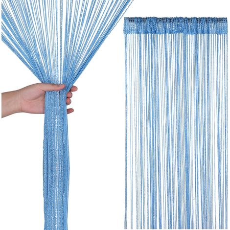 Bleu 200cm x 100cm Paillette Corde Rideaux Fly Écran Pièce Diviseur Frange Panneau Gland Rideau pour Porte,Windows,Portes,Maison Décoration,Événement Décoration