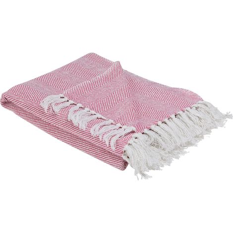 Coperta Boho Rustica in Cotone 130 x 160 cm Rosa Tangier