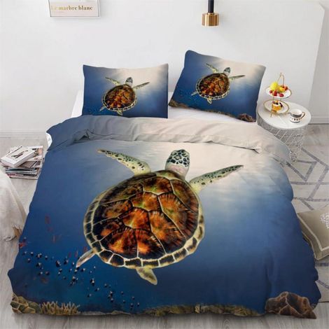 Bettwäsche-Set 135x200 cm Meeresschildkröte 2-teilig Mikrofaser mit Reißverschluss