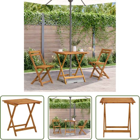 The Living Store Table pliable de jardin 70x70x75 cm Bois d'acacia massif - Table De Jardin - Table Pliante - Acacia Massif - Mobilier De Jardin - Table Extérieure (1/5)