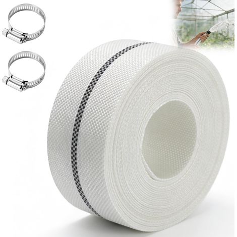 Tuyau tissé 1 1/2" - Tuyau plat - 38 mm - Tuyau de pompe - 10 m - Avec 2 clips - Tuyau industriel - Pour arrosage de jardin, pompes immergées et piscine (1/5)