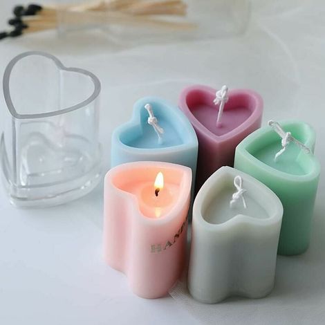 Moules à bougies, moules à savon en silicone, moules en silicone, moules à bougies en forme de cœur (1/5)
