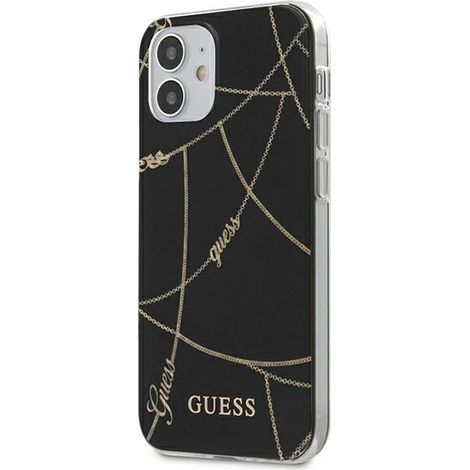 Hülle für iPhone 12 mini Guess Gold Chain Kollektion Schwarz
