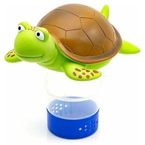Distributeur de chlore flottant pour animaux de qualité supérieure pour tablettes chimiques compatible avec les onglets de 7,6 cm support de brome (tortue)