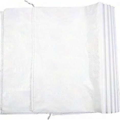Weiße, gewebte Aufbewahrungstasche aus Kunststoff, 10 Stück, 70x45x0,1 cm, wiederverwendbar zum Transportieren und Organisieren von Gegenständen im Studentenzimmer. (1/3)