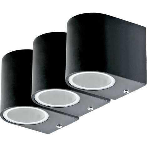 Lot de 3 Spots LED Down Spots Façades Maison Porte Lumières Appliques Appliques Extérieures Alu noir