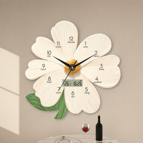 Horloge murale ronde motif floral style crème calendrier perpétuel 40 x 40 cm 40 cm réf 1235 1 kg – Livraison gratuite