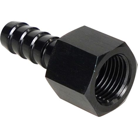 Raccord d'extrémité de tuyau pivotant droit 8AN, femelle anodisée en aluminium vers raccord cannelé de 3/8 pouces pour fluide de carburant, noir (1/5)
