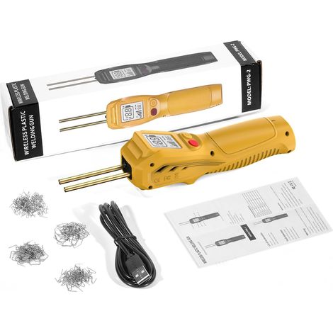 Cordless Plastic Welding Machine Plastic Repair Kit with LCD Display and 200 Welding Nails, Quick Heating, LED Lighting, for Bumpers, Dashboards and Plastic Furniture (1/5)