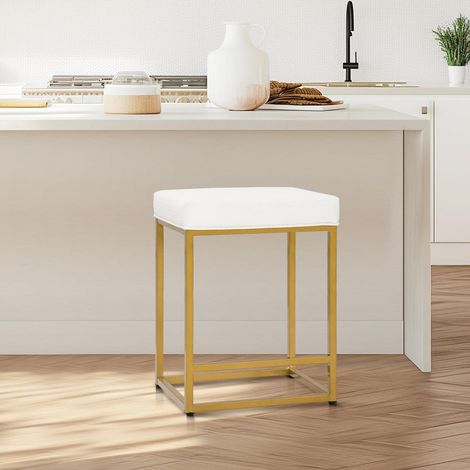 Barhocker mit Fußstütze, PU-Leder, 61 cm Höhe, Weiß (1/5)