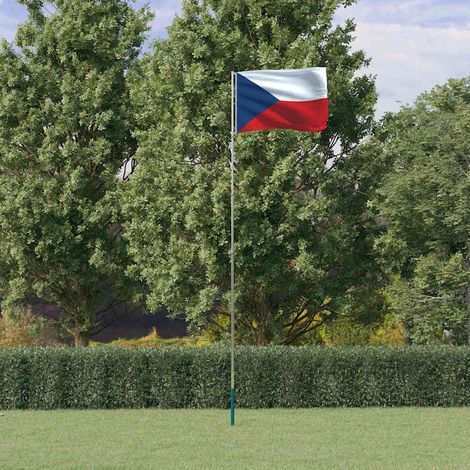 Mástil y bandera de República Checa aluminio 5,5 m (1/5)
