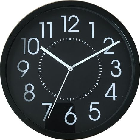 RELOJ PARED NEGRO REDONDO 20cm (1/3)